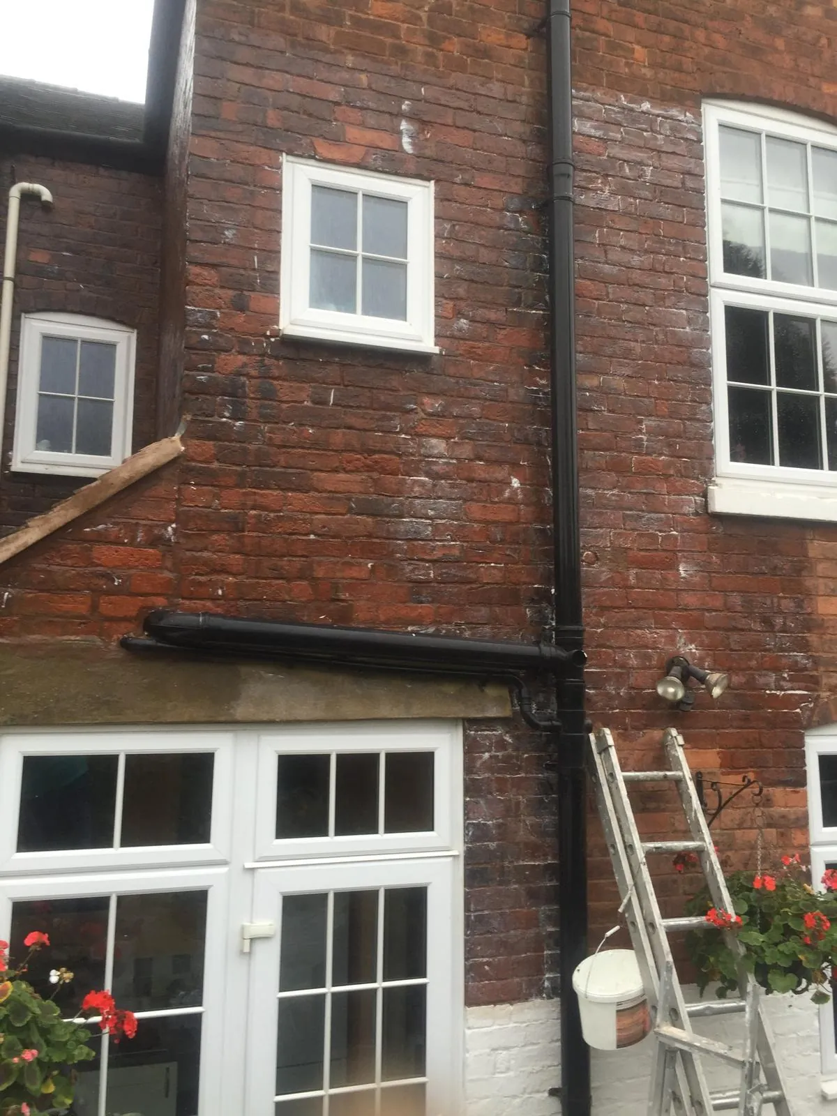 Brickwork mid-treatment with Masonry Crème drying in